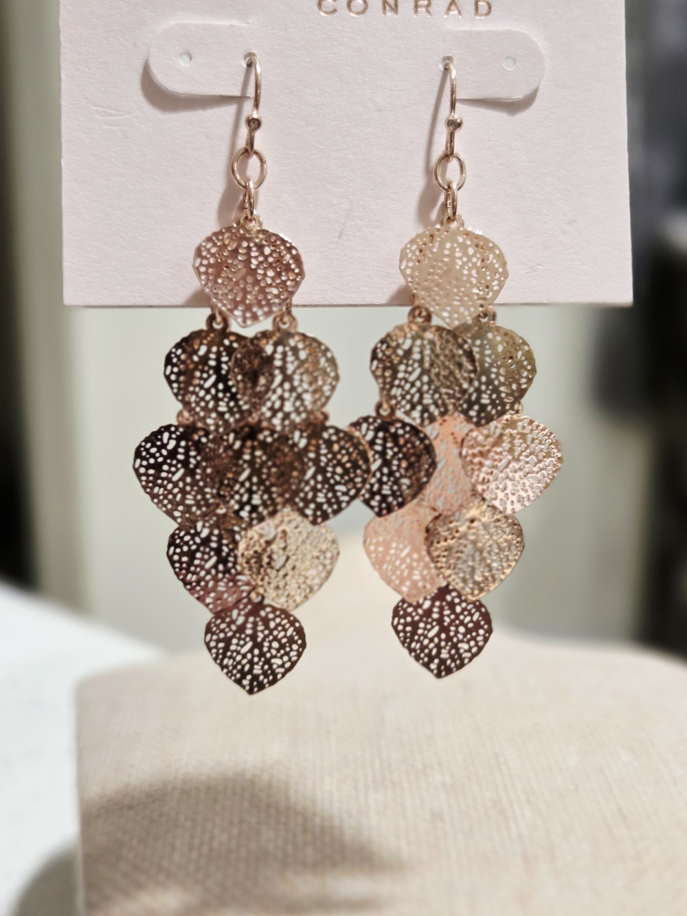 LAUREN CONRAD Rose Gold Leaf Drop Earrings - Multi-Tone